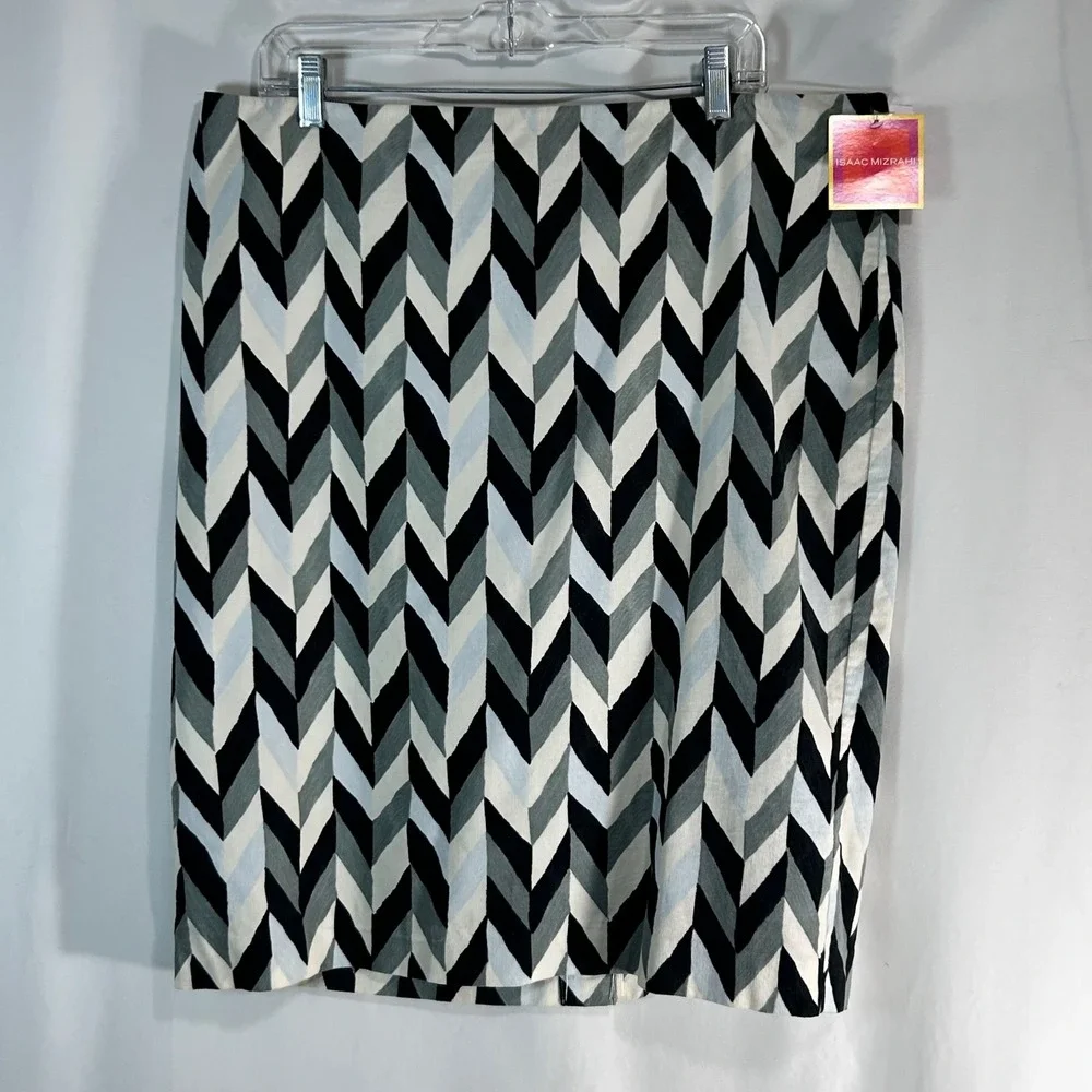 Isaac Mizrahi for Target Chevron Corduroy Pencil Skirt Black Grey White‎ NWT